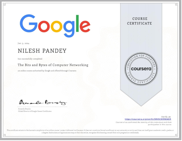 Coursera Bits and Bytes of Networking Certificate