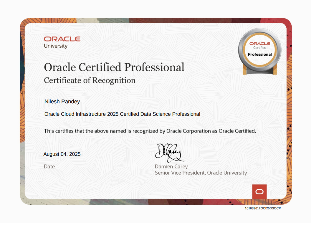 Oracle Data Science Professional Certificate